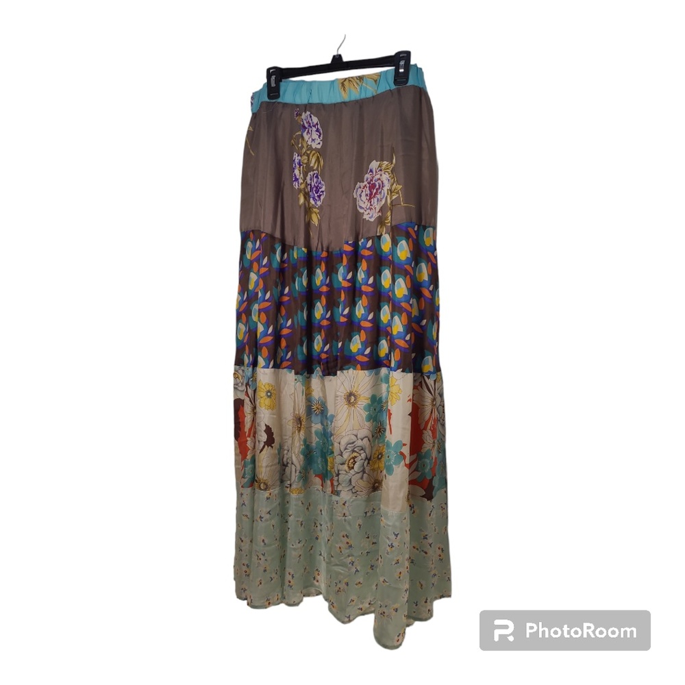 Johnny Was 100% Silk Boho Maxi Floral Skirt w/ Silk Lining Size Large - Picture 4 of 13